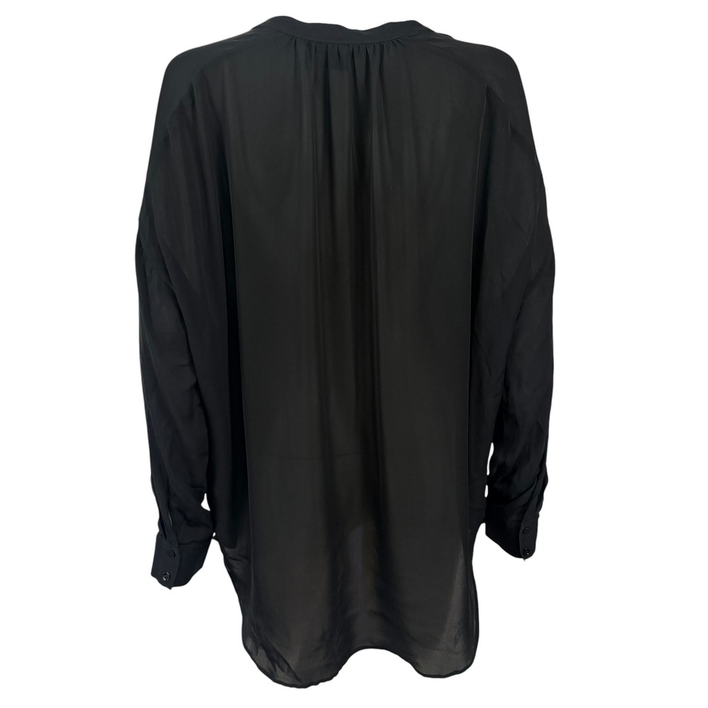 Vince 100% Silk Black Tunic Blouse V-Neck Minimalist Chic Quite Luxury Capsule M - Picture 4 of 8